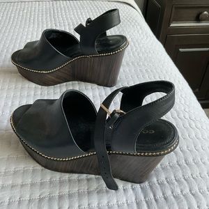 Coach Black Leather wedge - size 7.5.